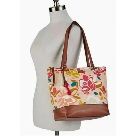 Fossil Women's Mother's Day Large Shopper Tote Pink Floral - Picture 11 of 11